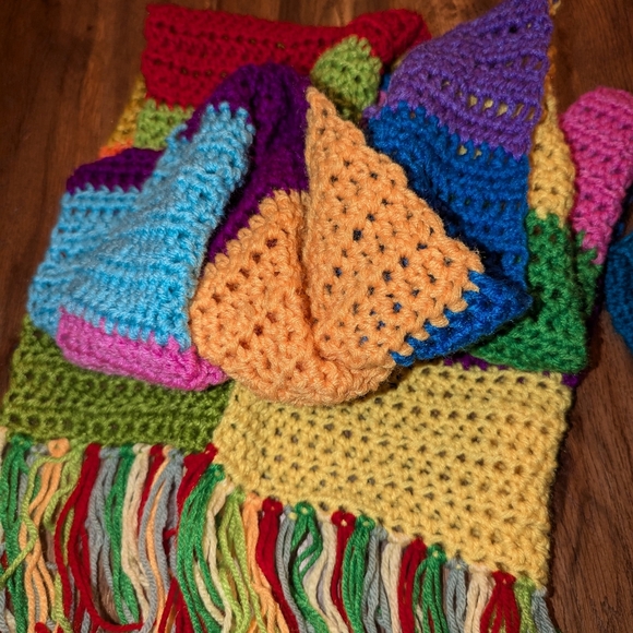 Hand crochet kid set, bea Show mennie and long skarf Set the 80 inches - Picture 3 of 4